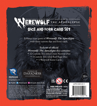 Werewolf The Apocalypse: Game Dice and Form Card Set